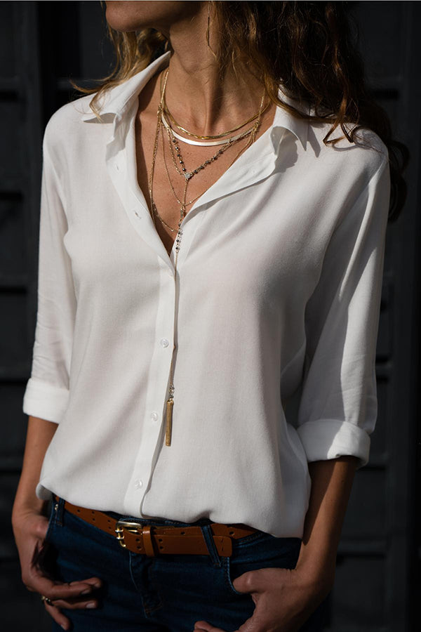 Women - Button-Down Blouse - Elegant Design - Professional Business Shirt