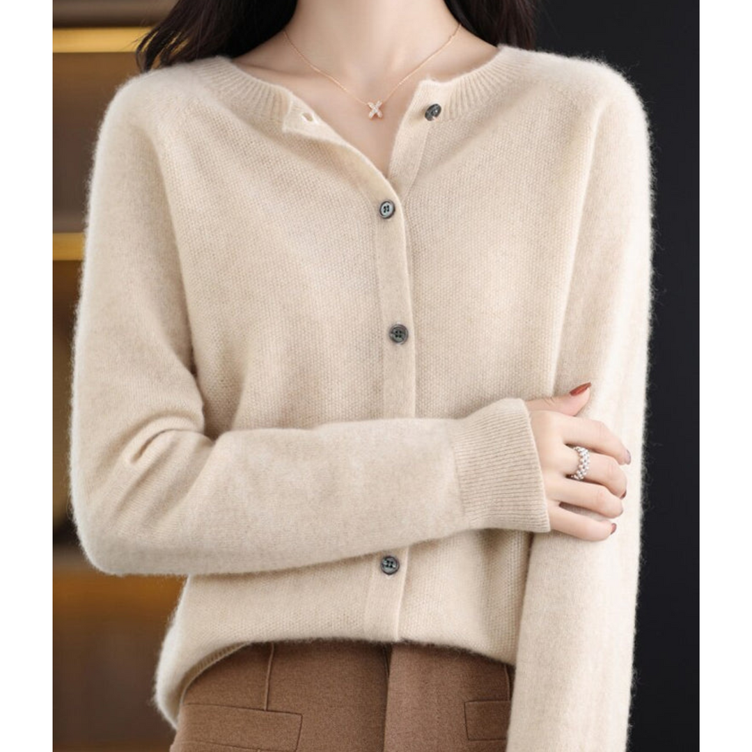 Jasmine - Women's Round Neck Cardigan Sweater