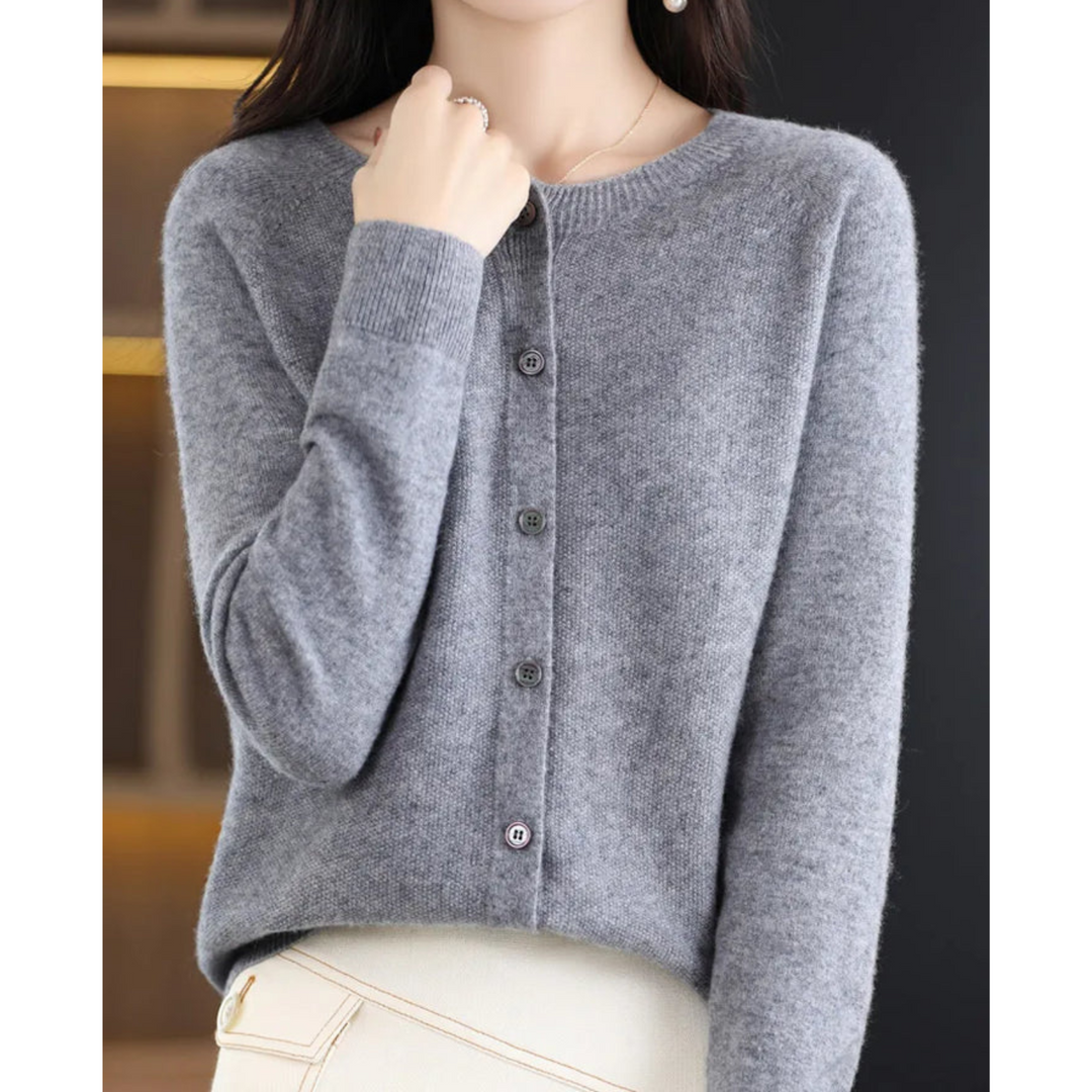 Jasmine - Women's Round Neck Cardigan Sweater