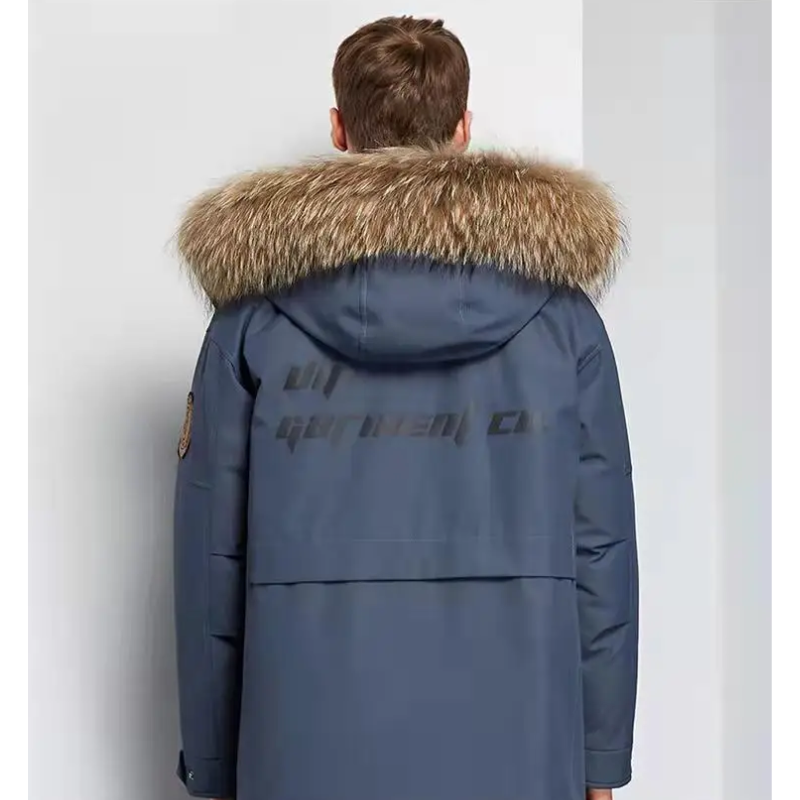 Men's parka winter jacket with fur hood and windproof material