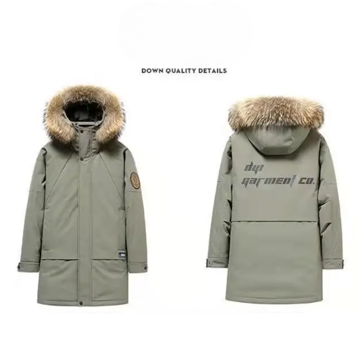 Men's parka winter jacket with fur hood and windproof material