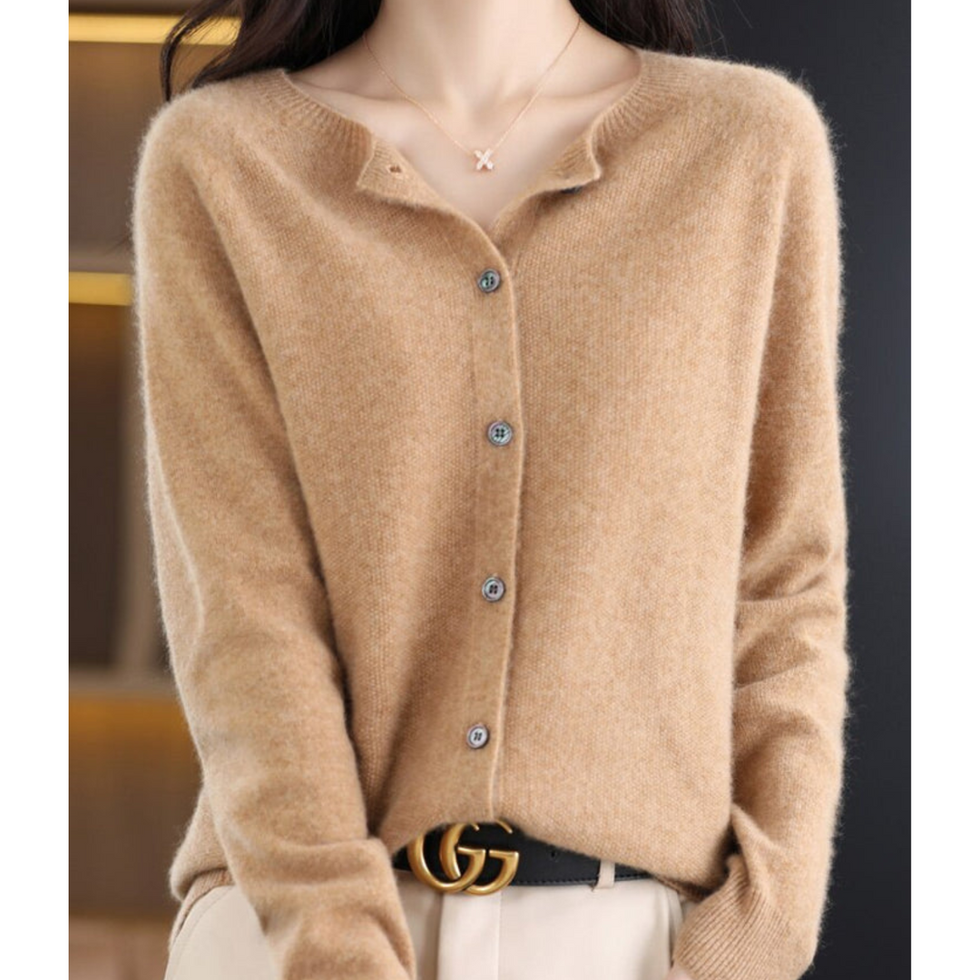 Jasmine - Women's Round Neck Cardigan Sweater