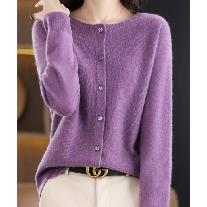 Jasmine - Women's Round Neck Cardigan Sweater