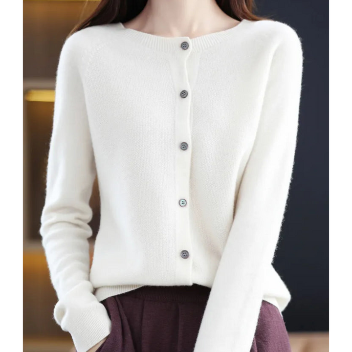 Jasmine - Women's Round Neck Cardigan Sweater