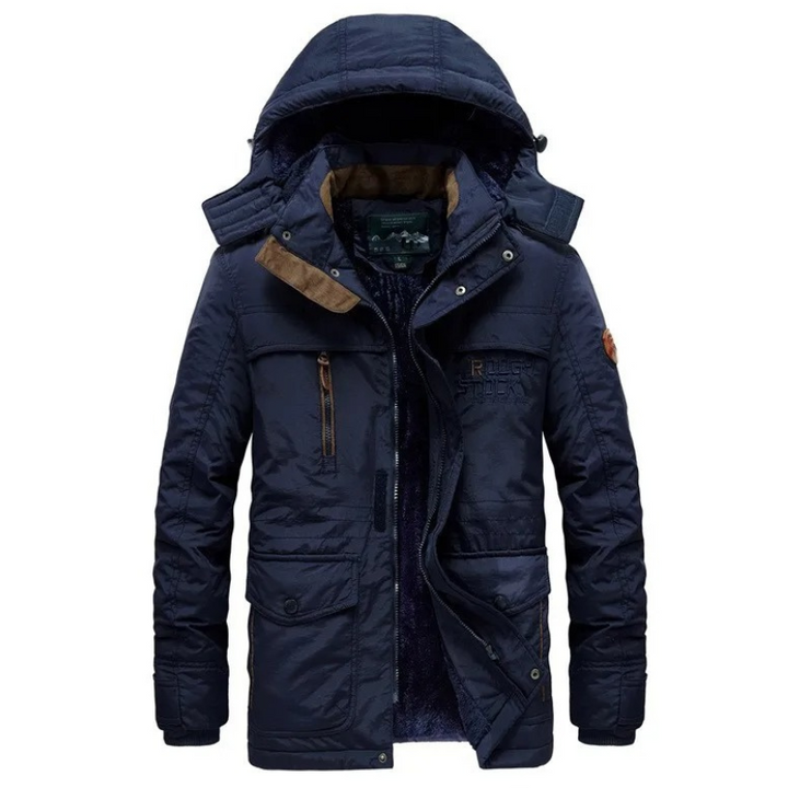 Men's water-repellent parka jacket with adjustable hood