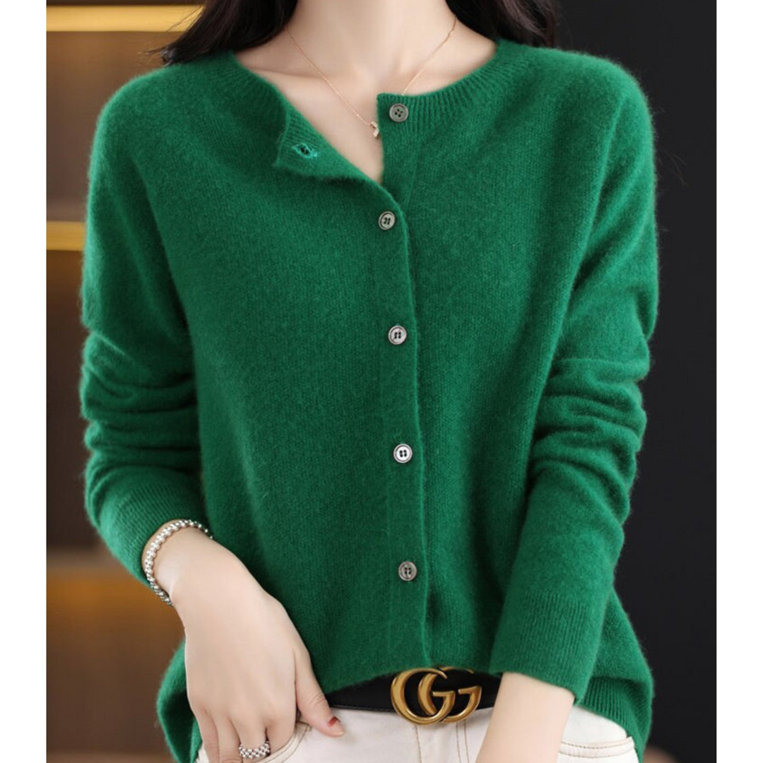 Jasmine - Women's Round Neck Cardigan Sweater