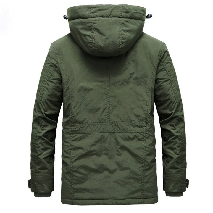 Men's water-repellent parka jacket with adjustable hood