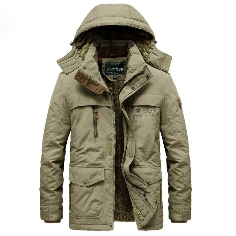 Men's water-repellent parka jacket with adjustable hood