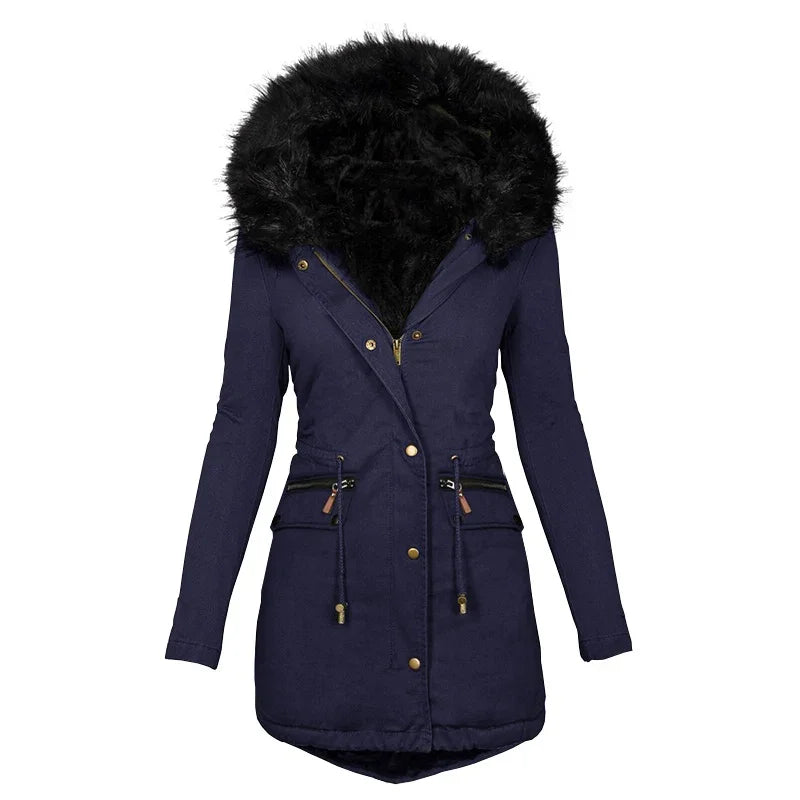 Nadienne | Fluffy Fur-Collared Hooded Jacket