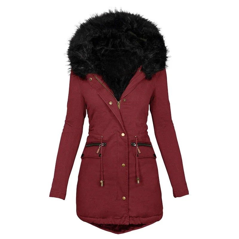 Nadienne | Fluffy Fur-Collared Hooded Jacket