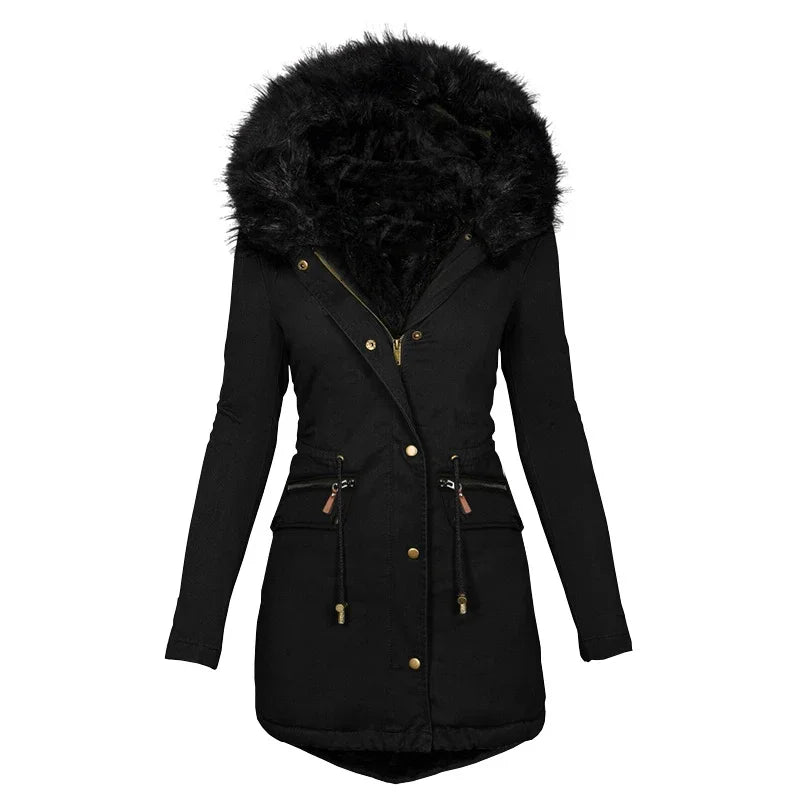 Nadienne | Fluffy Fur-Collared Hooded Jacket