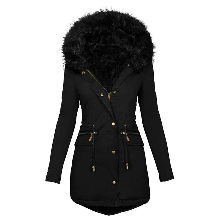 Nadienne | Fluffy Fur-Collared Hooded Jacket