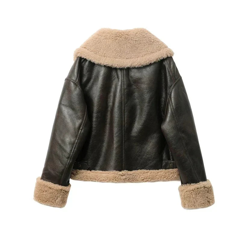 Julia | Warm Women's Leather Jacket - Stylish & Cozy Outerwear